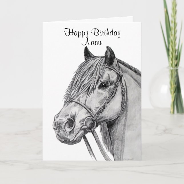 Niedliches Shetland Pony Pencil Happy Birthday Karte (Vorderseite)