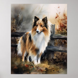 Niedliches Shetland Sheepdog Hund Art Print Poster