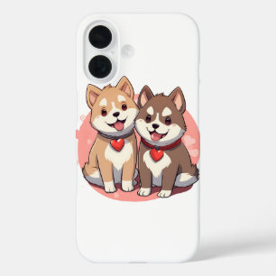 Niedliches Shiba Inu Dog Couple in Liebe iPhone 16 Hülle