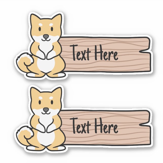Niedliches Shiba-Inu-Label Aufkleber (Vorderseite)