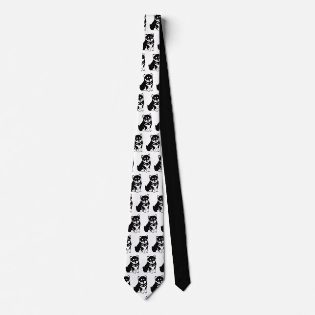 Niedliches Shiba Inu Puppy Art Muster Krawatte (Vorderseite)