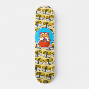 Niedliches shiba-inu Sushi-Muster Skateboard