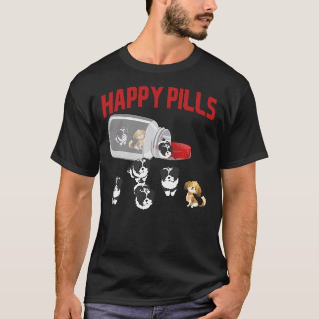 Niedliches Shih Tzu Happy Pills Welpenhalter-Produ T-Shirt (Vorderseite)