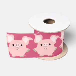 Niedliches Shorty Cartoon-Schwein 3" Band Satinband