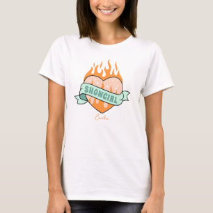 Niedliches Showgirl Era Individuelle Name Herz T-Shirt