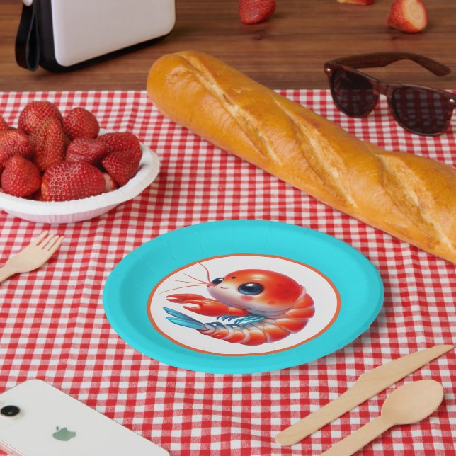 Niedliches Shrimp-Party Pappteller (Picknick)