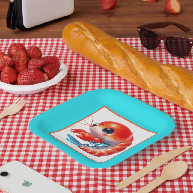 Niedliches Shrimp-Party Pappteller (Picknick)