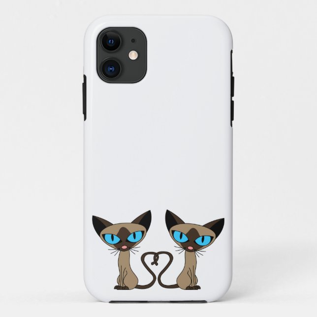 Niedliches siamesische Katzen-Schwanz-Herz Case-Mate iPhone Hülle (Rückseite)