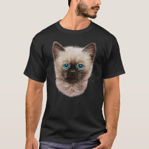 Niedliches siamesisches Kitten, Fluffy Cat Face T-Shirt