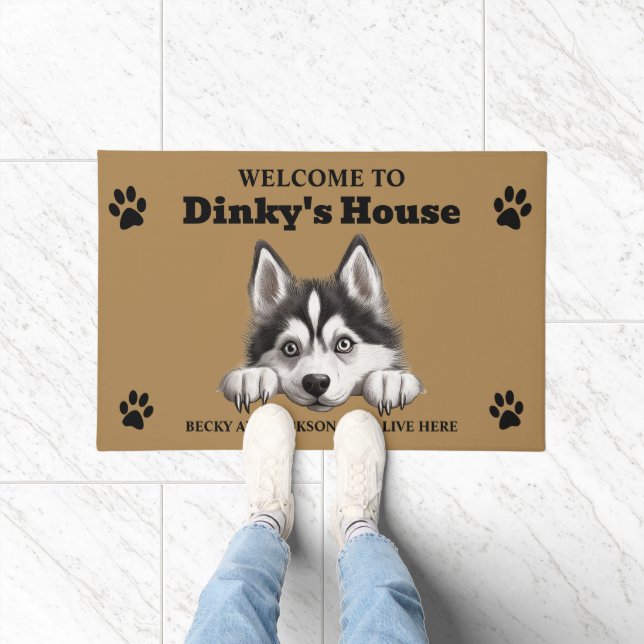 Niedliches sibirisches Husky-Dog-Foto Fußmatte (Indoor)