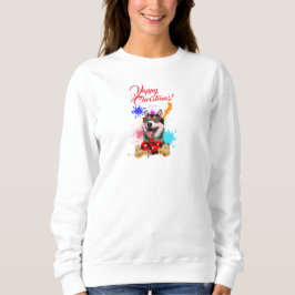 Niedliches sibirisches Husky-Yappy Weihnachten Sweatshirt