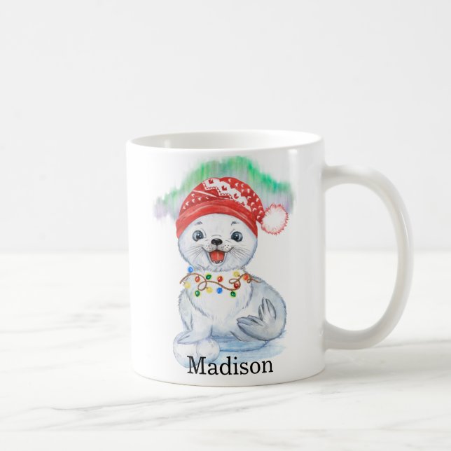Niedliches Siegel Antarktis Warme Schokolade Name  Kaffeetasse (Rechts)