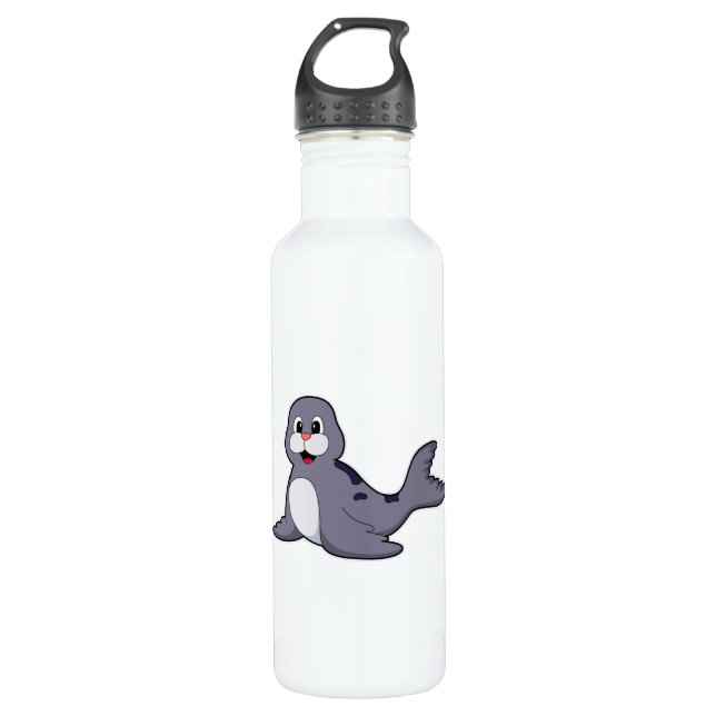 Niedliches Siegel Edelstahlflasche (Vorderseite)