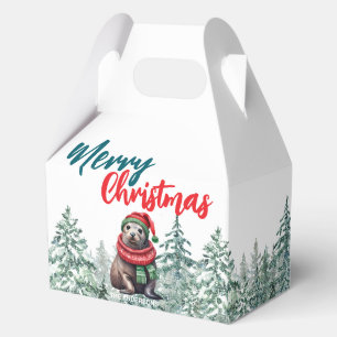 Niedliches Siegel Löwe Weihnachtsbaum Frohe Weihna Geschenkschachtel