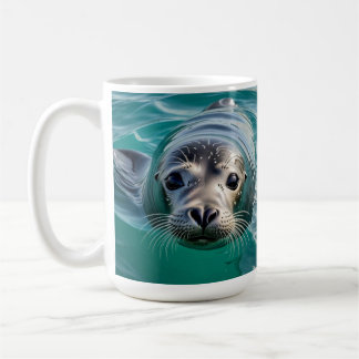 Niedliches Siegel mit Kopf aus dem Wasser Kaffeetasse
