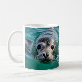 Niedliches Siegel mit Kopf aus dem Wasser Kaffeetasse