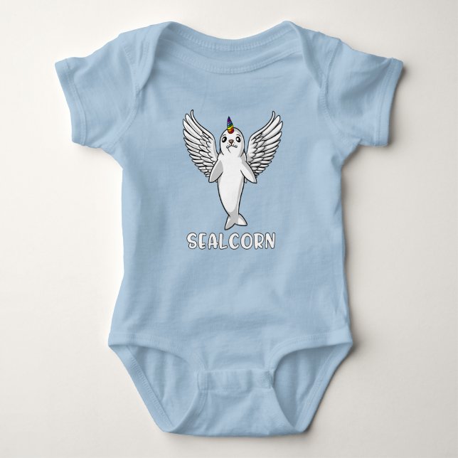 Niedliches Siegel Pup Unicorn Polar Arctic Animal Baby Strampler (Vorderseite)