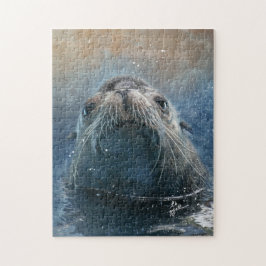 Niedliches Siegel Sea Lion Fotografie Wasserfarbe