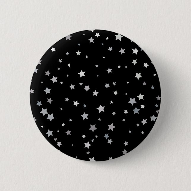 Niedliches Silber-Sternmuster | Jegliche Hintergru Button (Vorderseite)