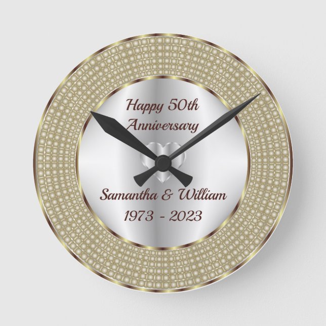 Niedliches Silber- und Goldjubiläum Runde Wanduhr (Vorderseite)