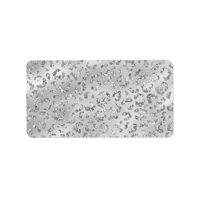 Niedliches Silbergeflecht Leopard-Skin Druckmuster Adressaufkleber (Vorne)