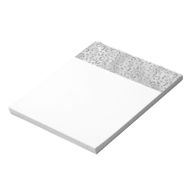 Niedliches Silbergeflecht Leopard-Skin Druckmuster Notizblock (Rotiert)