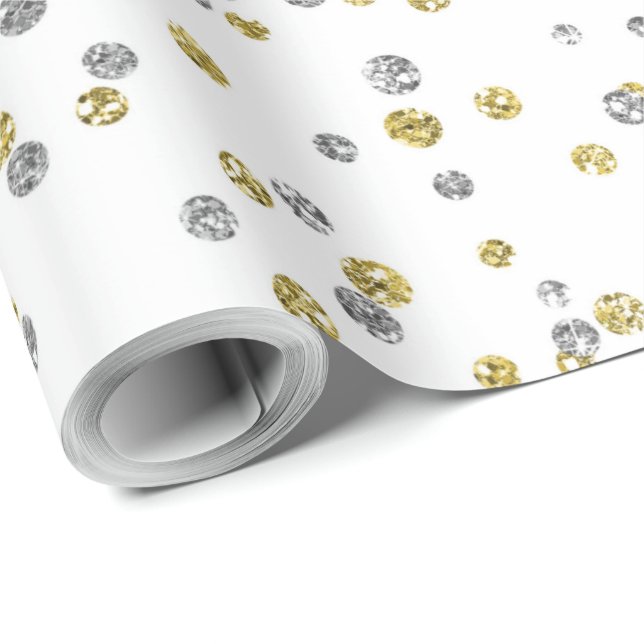niedliches Silbergoldmuster Neue Jahre Geschenkpapier (Rolleneckpunkt)