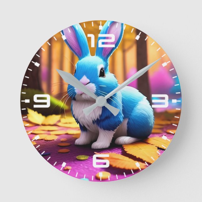Niedliches Sitzen Blaues Sonnenportrait Runde Wanduhr (Vorderseite)