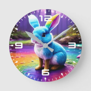Niedliches Sitzen Blaues Sonnenportrait Runde Wanduhr