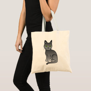 Niedliches Sitzen Russische Blue Cat Illustration Tragetasche