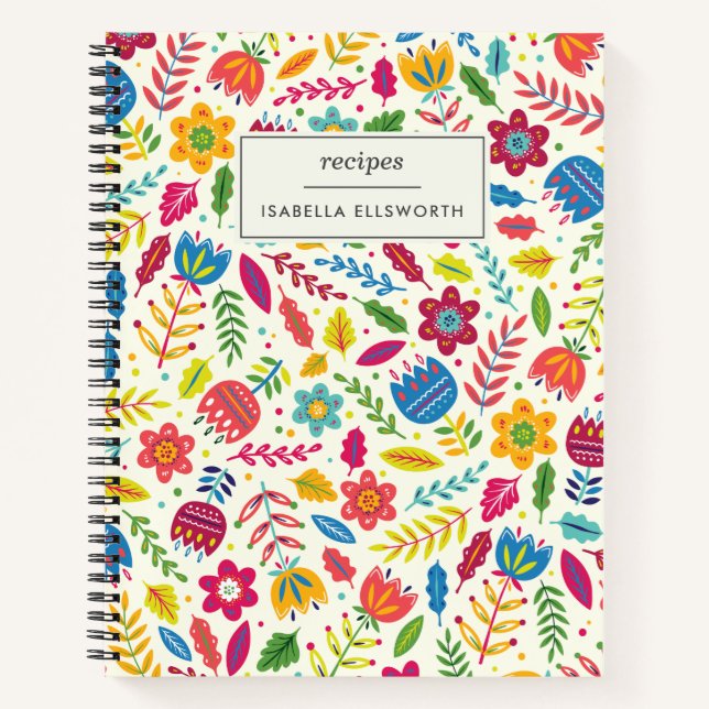 Niedliches skandinavisches Blumenzapfel Personalis Notizbuch (Vorderseite)