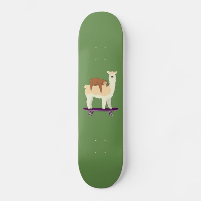 Niedliches Skateboarding Lama mit Skateboard (Vorderseite)
