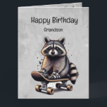Niedliches Skateboarding Raccoon Grandson Birthday Karte<br><div class="desc">Niedliches Skateboarding Raccoon Spaß Tierart Kunst. Großartiges Geburtstagsgeschenk Grandson zum Geburtstag wünschen</div>