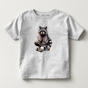 Niedliches Skateboarding Raccoon Spaß Tierart Art Kleinkind T-shirt