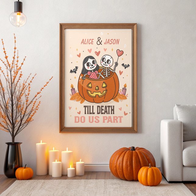 Niedliches Skeleton Halloween Hochzeitsjubiläum Poster (Von Creator hochgeladen)