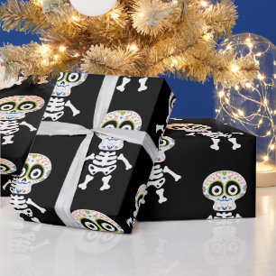 Niedliches Skelett auf Halloween Wrapping Paper Geschenkpapier