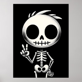 Niedliches Skelett, Halloween Art Poster