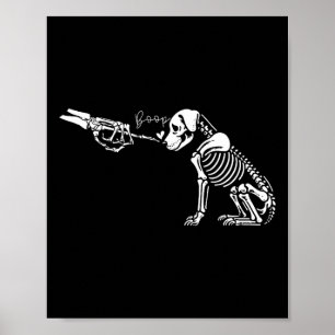 Niedliches Skelett Hand Boop Hund Sonniges Hallowe Poster