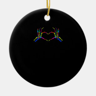 Niedliches Skelett signiert farbenfrohe Halloween  Keramik Ornament