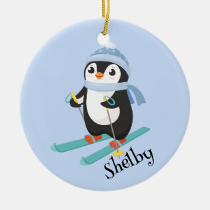 Niedliches Skifahren Pinguin Ornament