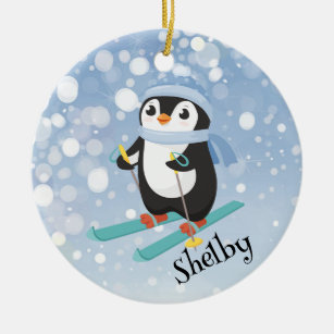 Niedliches Skifahren Pinguin Ornament
