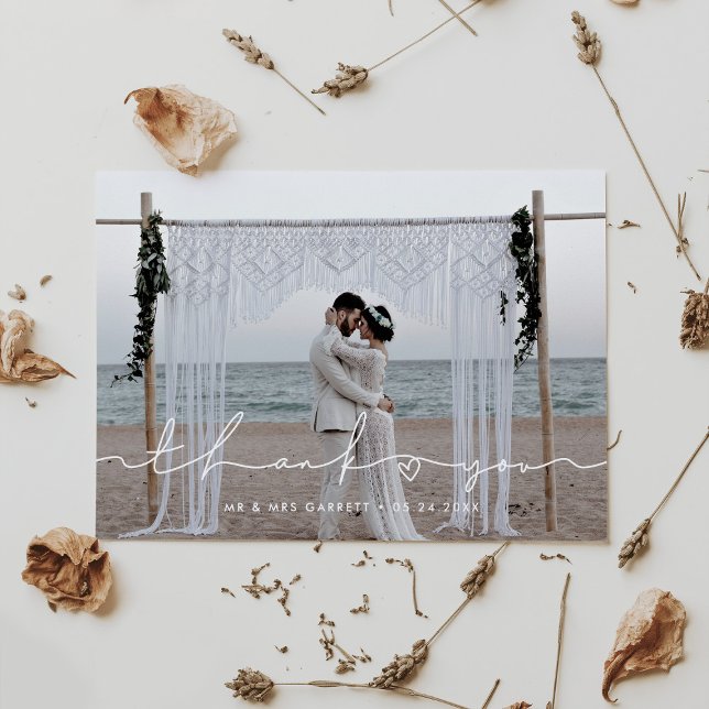 Niedliches Skript Hochzeit Foto Dankeschön Karte (Von Creator hochgeladen)