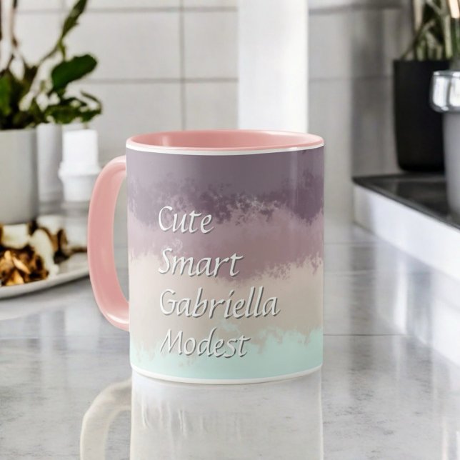 Niedliches Skript lila ombre aquamarine Typografie Tasse (Von Creator hochgeladen)
