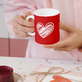 Niedliches Skript Moderne Elegante White Hearts Na Kaffeetasse