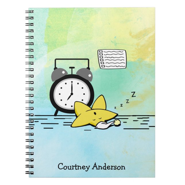 Niedliches Sleeping Star Personalisiertes Notebook Notizblock (Vorderseite)