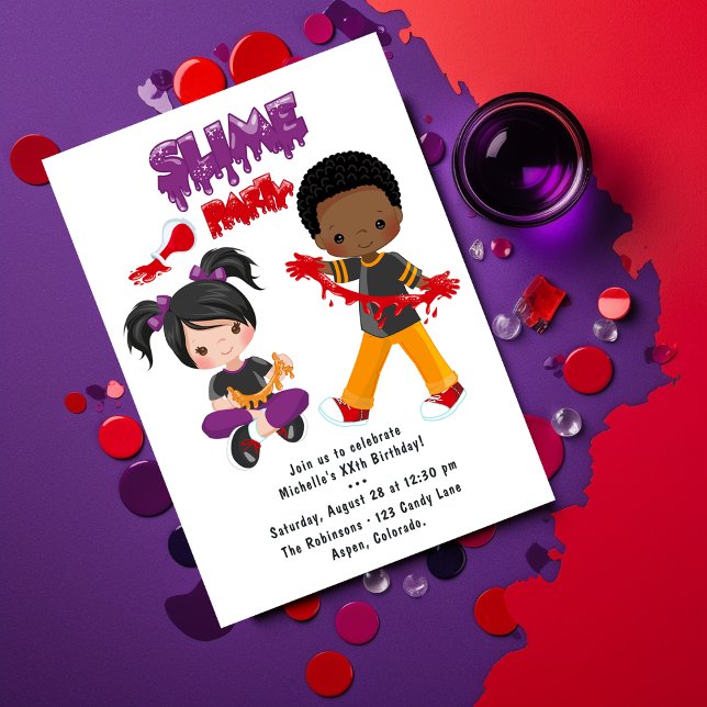 Niedliches Slime Party Geburtstag Einladung (Von Creator hochgeladen)