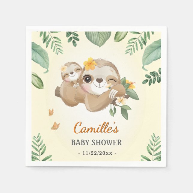 Niedliches Slotgeschlecht neutrale Babydusche Spri Serviette (Vorderseite)