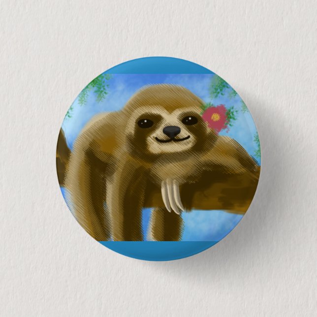 Niedliches Sloth-Abzeichen Button (Vorderseite)