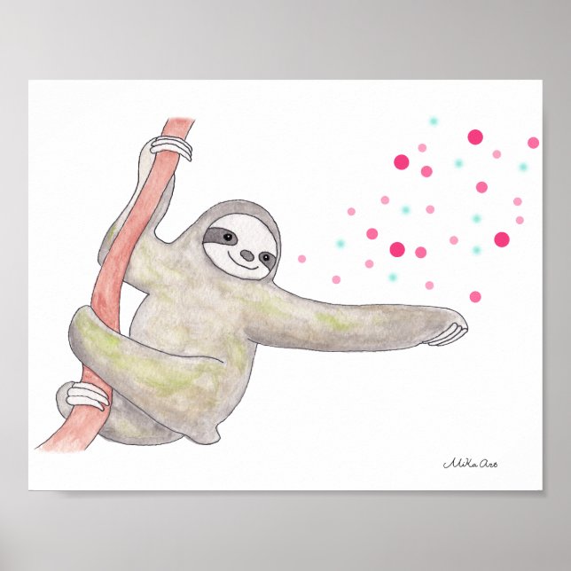 Niedliches Sloth Art Poster Fappy Fantastische Ber (Vorne)
