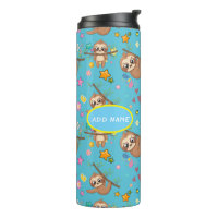 Niedliches Sloth Blue Muster | Vorlage hinzufügen